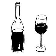 Icon of bottle of wine and wine glass