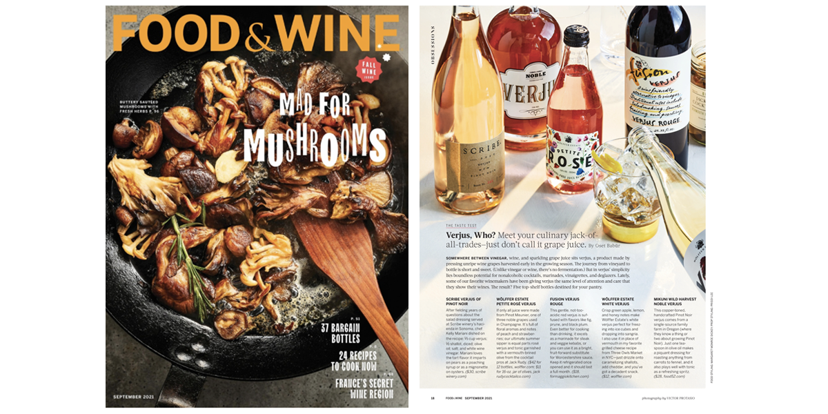 Food & Wine Magazine September 2021 Scribe Winery